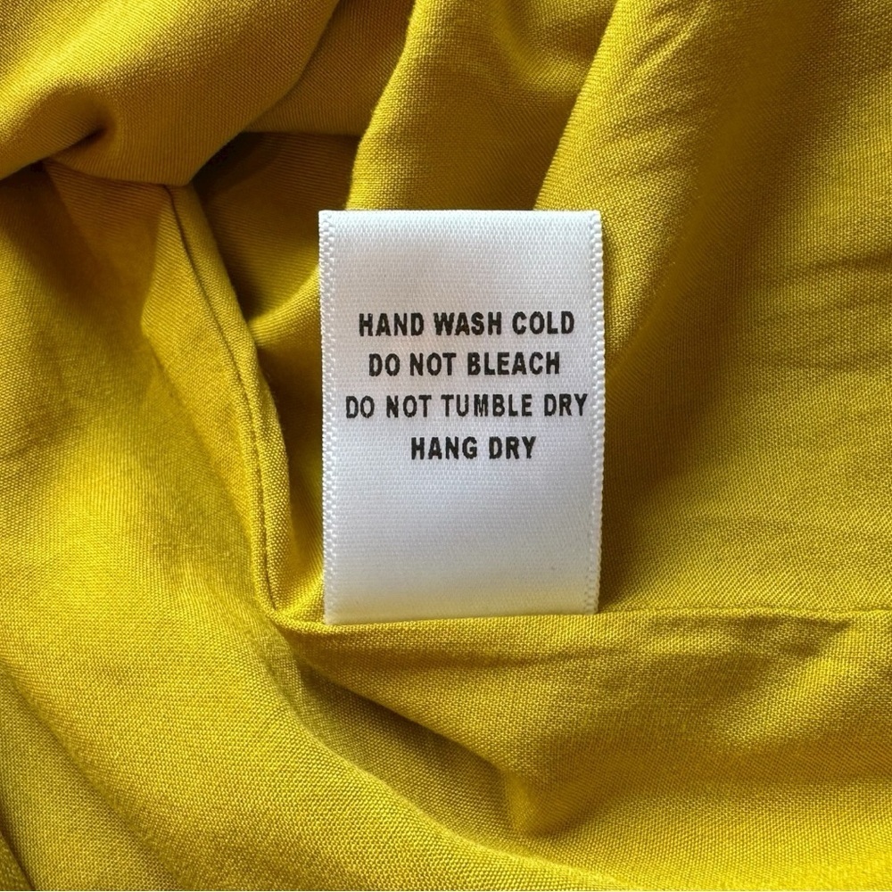 MIOU MUSE Mustard Yellow Linen Blend Crisscross Open Back Dress – Size M - Picture 14 of 16
